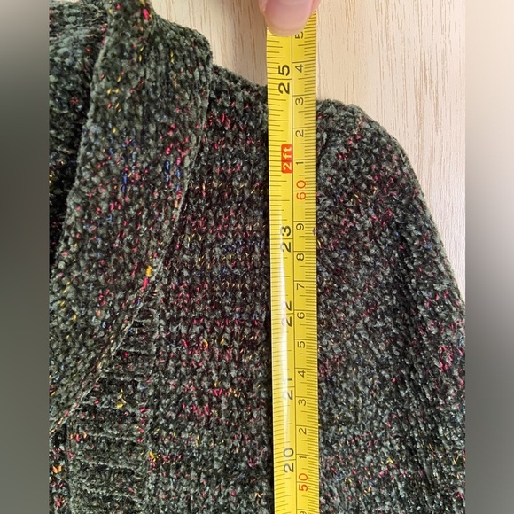 HABITAT CHENILLE TWEED COWL NECK TUNIC SWEATER IN LOGAN GREEN Sz XS - Picture 11 of 13